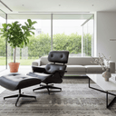 Eames Leather Chair & Footstool - Belon Black at Online8 Furniture Auckland NZ