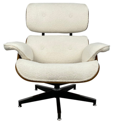 Eames Relax Swivel Chair - White Boucle at online8 furniture store Auckland