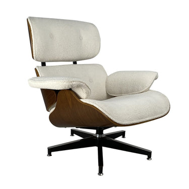 Eames Relax Swivel Chair - White Boucle at online8 furniture store Auckland