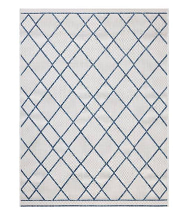 Easton Indoor/Outdoor Rug ESN-08 in Ivory/Denim, a reversible power-loomed polypropylene rug
