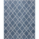 Ivory/Denim Easton reversible rug in durable polypropylene and polyester, easy to hose clean