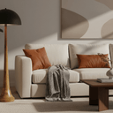 Ebony Wooden Floor Lamp with Metal Shade at Online8 Furniture Auckland NZ