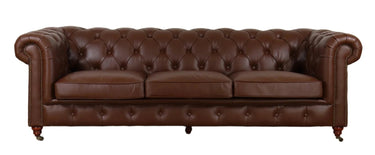 Elaiza Chesterfield 3-Seater Sofa - Cuba Brown at online8 furniture store Auckland