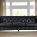 Elaiza Chesterfield Top Grain 3 Seater Sofa - Vintage Black at online8 furniture store Auckland
