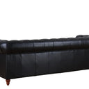 Elaiza Chesterfield Top Grain 3 Seater Sofa - Vintage Black at online8 furniture store Auckland