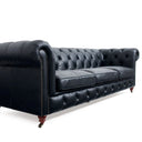 Elaiza Chesterfield Top Grain 3 Seater Sofa - Vintage Black at online8 furniture store Auckland