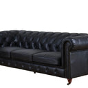 Elaiza Chesterfield Top Grain 3 Seater Sofa - Vintage Black at online8 furniture store Auckland