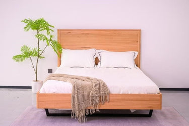 Elba Queen Bed - Natural at online8 furniture store Auckland