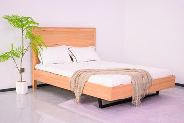 Elba Queen Bed - Natural at online8 furniture store Auckland