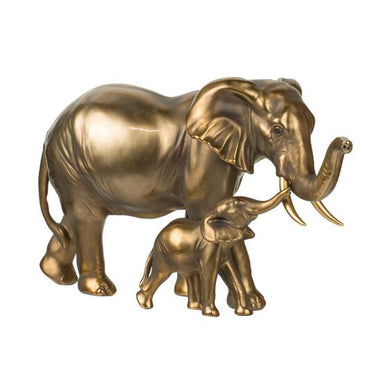 Elephant Decor Object in brass-finish polyresin, a sculpted elephant figure 17.5cm tall