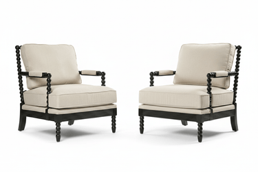 Elizabeth Bobbin Hamptons Armchair | Black at Online8 Furniture Auckland NZ