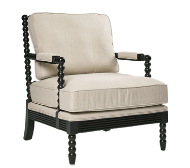 Elizabeth Bobbin Hamptons Armchair | Black at Online8 Furniture Auckland NZ