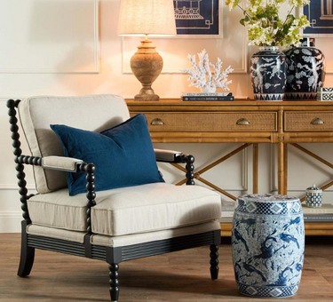 Elizabeth Bobbin Hamptons Armchair | Black at Online8 Furniture Auckland NZ