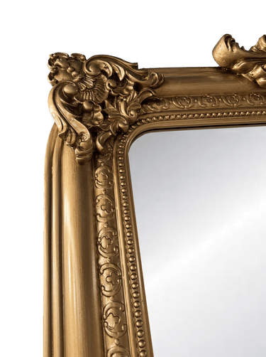 Elizabeth Ornate Beveled Floor Mirror - Antique Gold at online8 furniture store Auckland