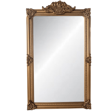 Elizabeth Ornate Beveled Floor Mirror - Antique Gold at online8 furniture store Auckland