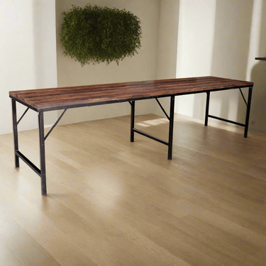 Emile Iron and wood Trestle Table - 3M at online8 furniture store Auckland