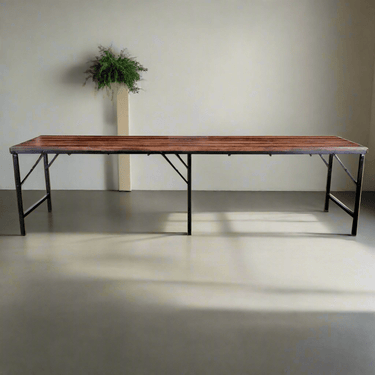 Emile Iron and wood Trestle Table - 3M at online8 furniture store Auckland