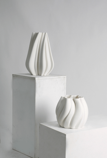 Emmy White 3D Printed Ceramic Vase - Small at online8 furniture store Auckland
