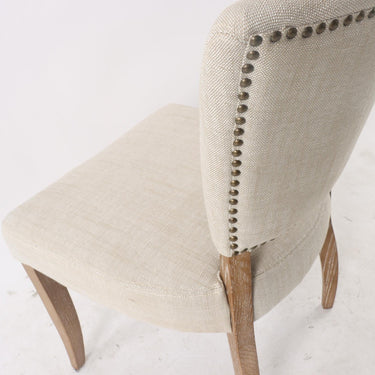 Ezra Dining Studded Chair - Natural Linen at online8 furniture store Auckland