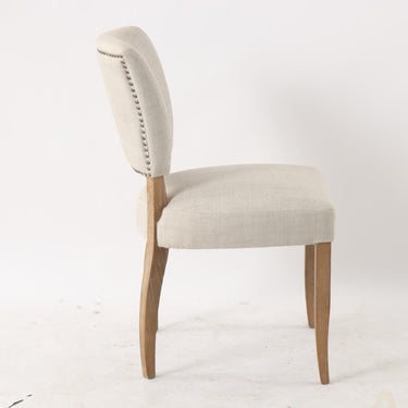 Ezra Dining Studded Chair - Natural Linen at online8 furniture store Auckland
