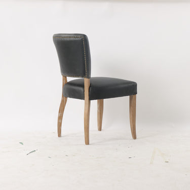 Ezra Leather Studded Dining Chair - Black at online8 furniture store Auckland