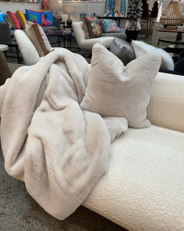 Faux Fur Cushion - Pearl at online8 furniture store Auckland