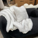 Faux Fur Cushion - White Fleck at online8 furniture store Auckland