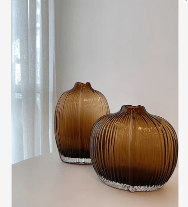 Fleur Shoulder Glass Vase - Large Amber at Online8 Furniture Auckland NZ