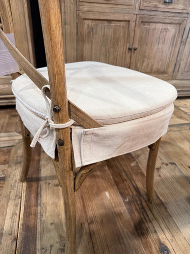 Florin Cross Back Dining Chair with White Cushion - Reclaimed Elm at Online8 Furniture Auckland NZ