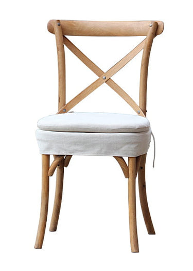 Florin Cross Back Dining Chair with White Cushion - Reclaimed Elm at Online8 Furniture Auckland NZ