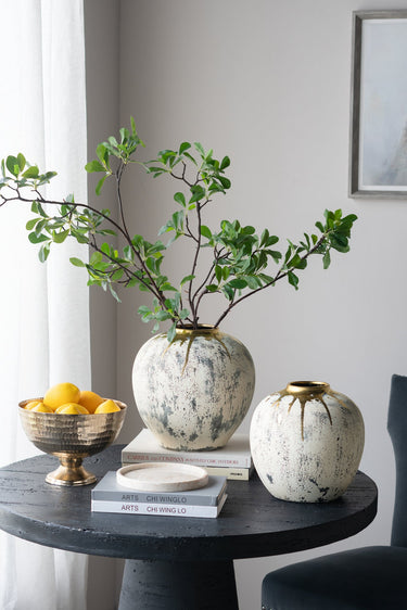 Flower Vase Large - White & Gold at Online8 Furniture Auckland NZ