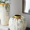 Flower Vase Small - White & Gold Ceramic at Online8 Furniture Auckland NZ