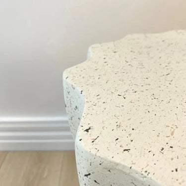 Fluted Side Table - White Fleck at online8 furniture store Auckland