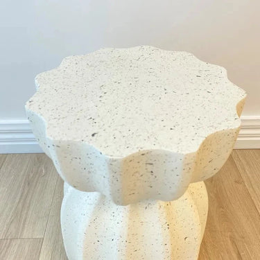 Fluted Side Table - White Fleck at online8 furniture store Auckland