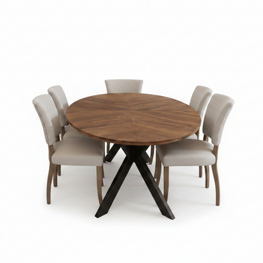 Foundry Parquet Oval Dining Suite - 6 Seater