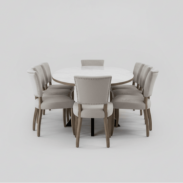 Foundry Parquet Oval Dining Suite - 8 Seater at Online8 Furniture Auckland NZ