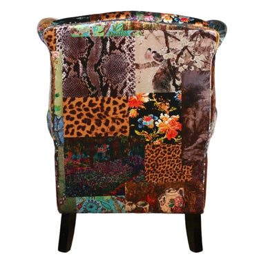 Franklin Patchwork Wingback Armchair - Leopard at online8 furniture store Auckland