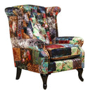 Franklin Patchwork Wingback Armchair - Leopard at online8 furniture store Auckland