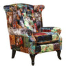 Franklin Patchwork Wingback Armchair - Leopard at online8 furniture store Auckland