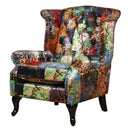 Franklin Patchwork Wingback Armchair - Leopard at online8 furniture store Auckland