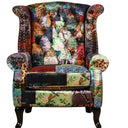 Franklin Patchwork Wingback Armchair - Leopard at online8 furniture store Auckland