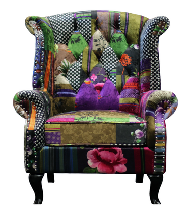 Franklin Patchwork Wingback Armchair at online8 furniture store Auckland
