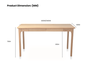 Genji 1.4 Meter Oak Desk - Natural at online8 furniture store Auckland