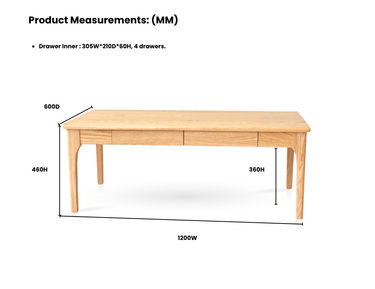 Genji 4 Drawers Coffee Table -  Natural at Online8 Furniture Auckland NZ