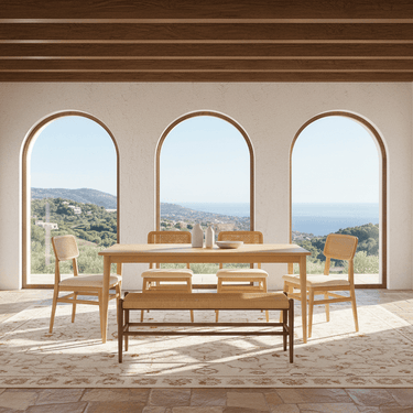 Genji Dining Suite with 4 Chairs and Bench - 6 Seater at online8 furniture store Auckland