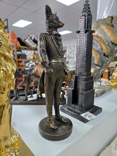 Gentleman Fox Statue - Bronze at online8 furniture store Auckland
