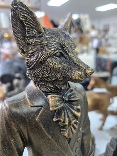 Gentleman Fox Statue - Bronze at online8 furniture store Auckland
