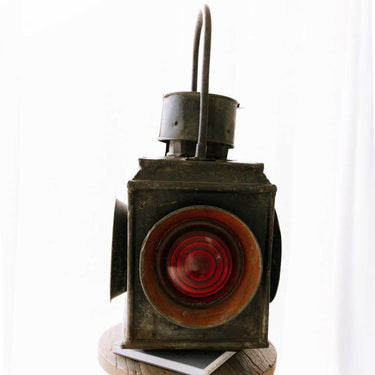 Genuine Vintage Indian Railway Lantern - Large at online8 furniture store Auckland