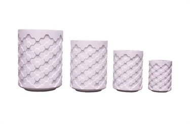 Geo Cylinder Designer Cement Planter - White at online8 furniture store Auckland