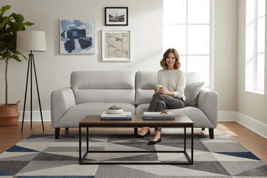 Georgia 3 Seater Leather Sofa - Silver at Online8 Furniture Auckland NZ